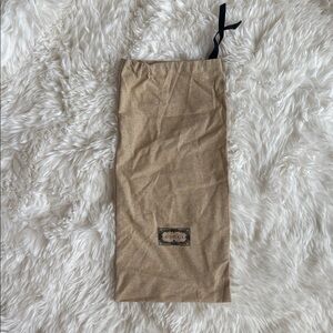 Gucci Beige Fabric Drawstring Pouch with Black Logo